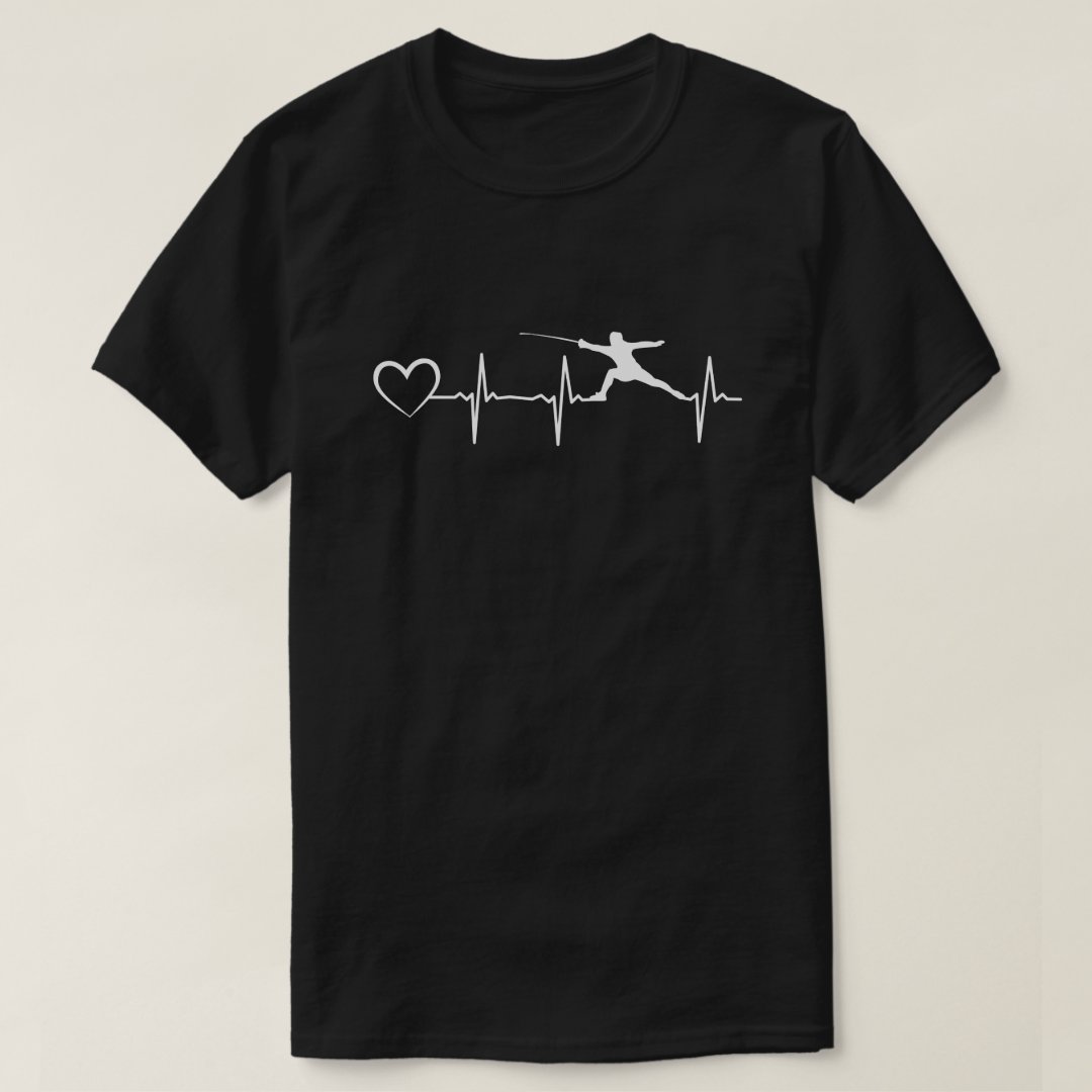 Sport Fencing Support Fencing Heartbeat Printed T-Shirt
