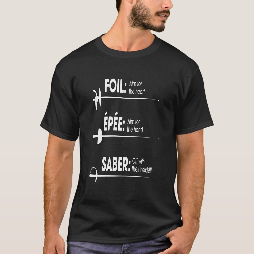 Foil Epee Sport Fencing Support Printed T-Shirt