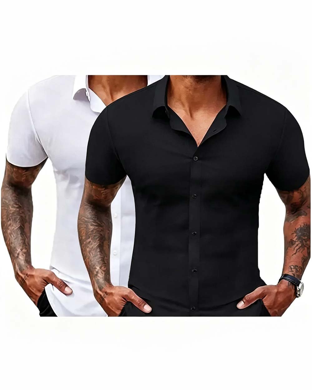 🔥Summer hot sale 49% OFF👔🔥 2-Pack Men’s Stretch Short Sleeve Dress Shirts