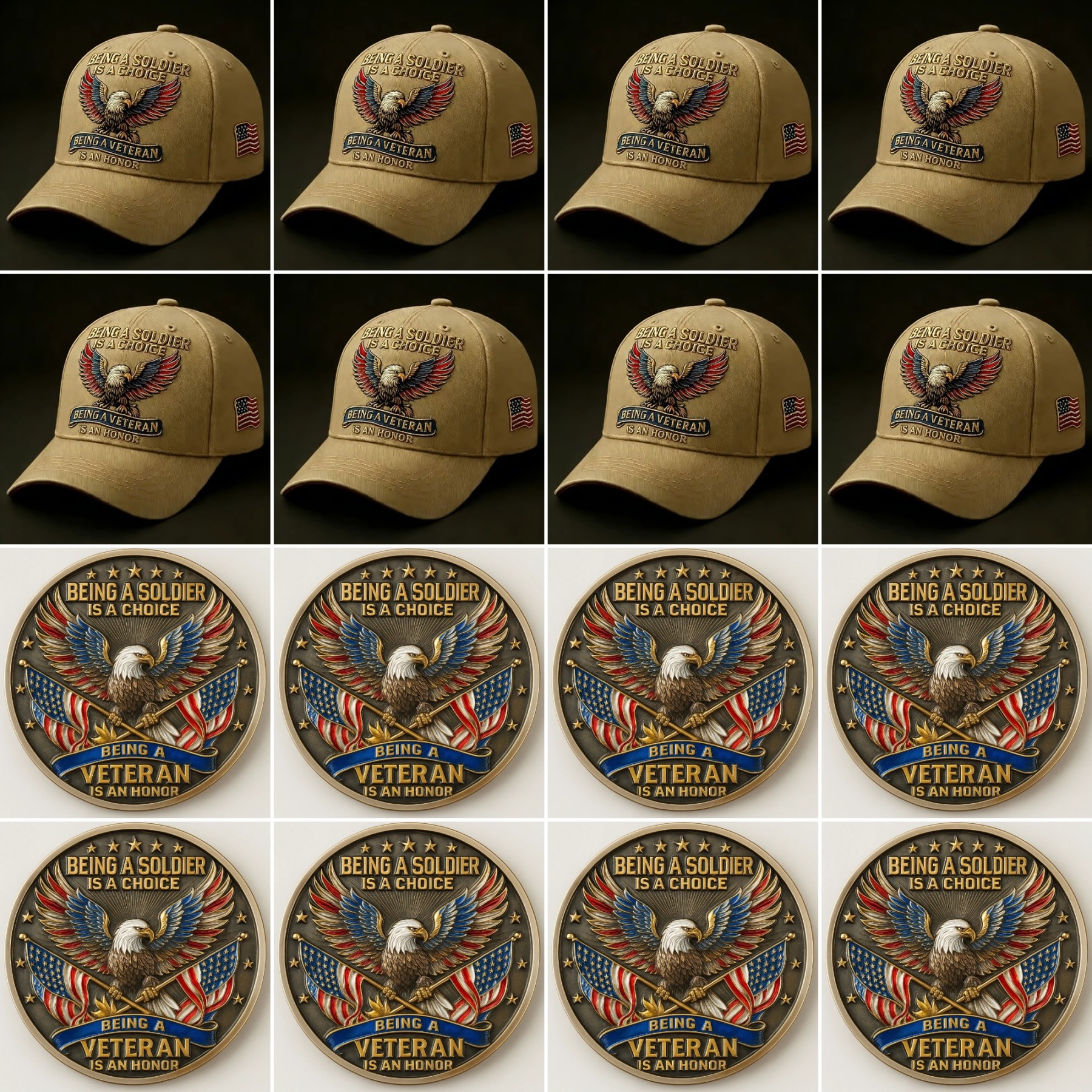 🏆Flash Sale 60% OFF - 🦅 “Being a Soldier, Being a Veteran” Commemorative Set 🇺🇸✨ — A Tribute to Duty, Courage, and Honor 