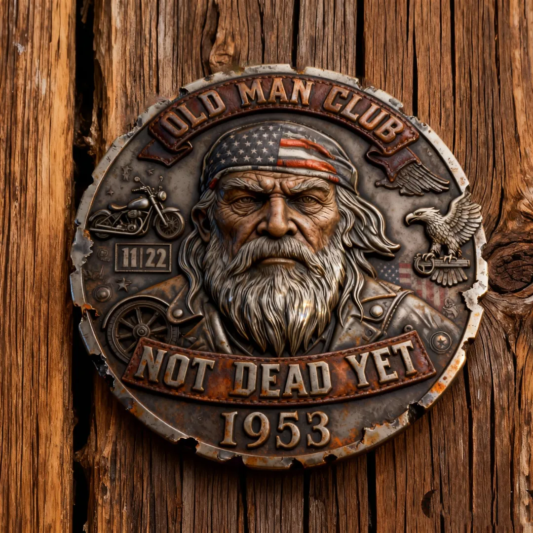 “Old Man Club Collector Coin — Rusted, Rugged, Unbreakable”