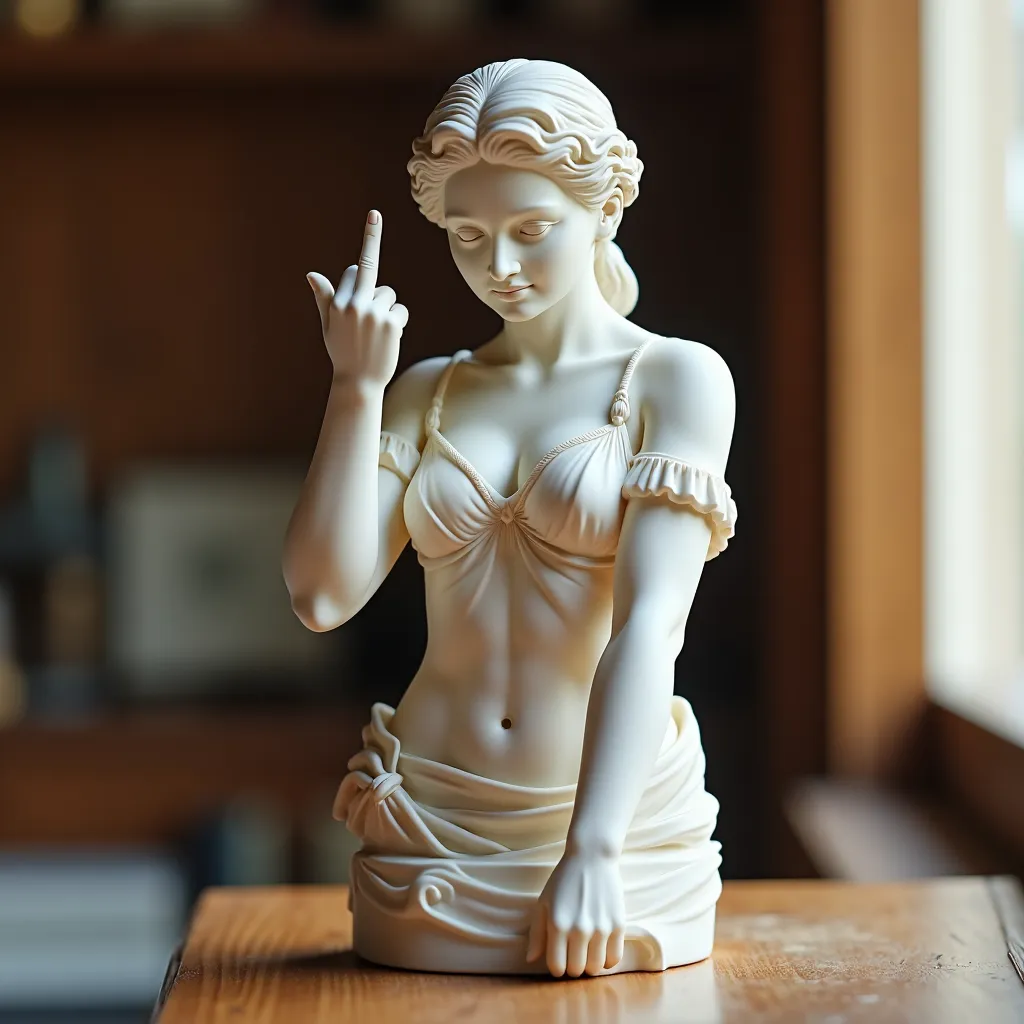 Venus with Attitude: The Middle Finger Statue - Bold Art for Modern Rebels