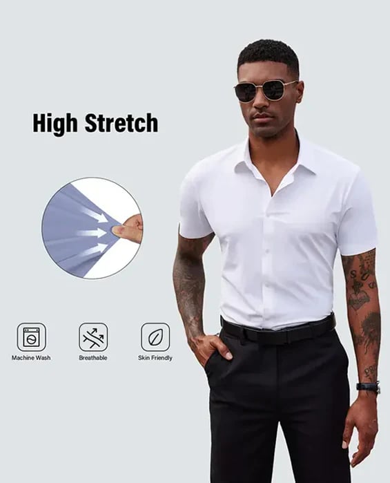 🔥Summer hot sale 49% OFF👔🔥 2-Pack Men’s Stretch Short Sleeve Dress Shirts