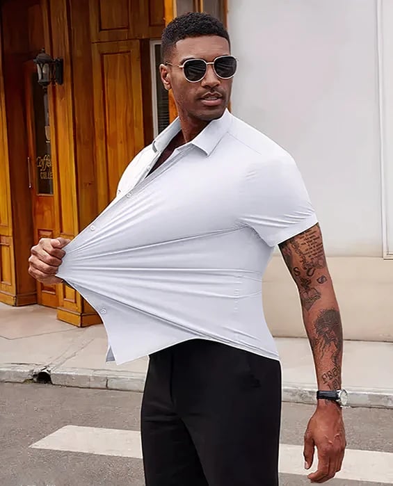 🔥Summer hot sale 49% OFF👔🔥 2-Pack Men’s Stretch Short Sleeve Dress Shirts
