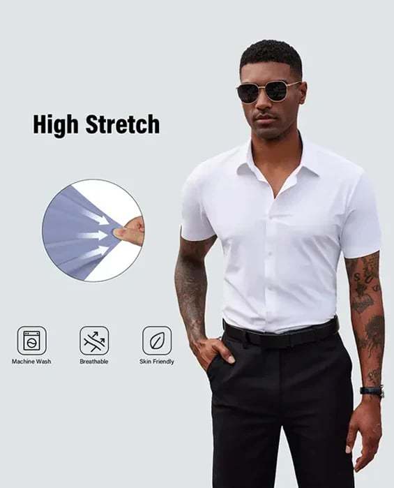 🔥Summer hot sale 49% OFF👔🔥 2-Pack Men’s Stretch Short Sleeve Dress Shirts
