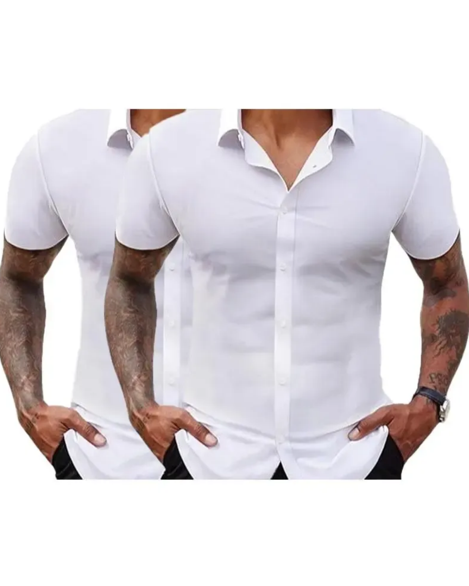 🔥Summer hot sale 49% OFF👔🔥 2-Pack Men’s Stretch Short Sleeve Dress Shirts