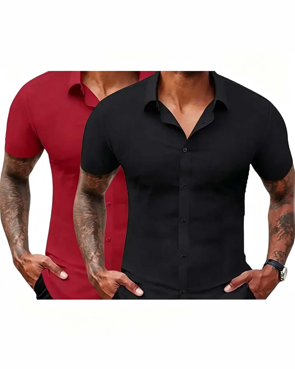 🔥Summer hot sale 49% OFF👔🔥 2-Pack Men’s Stretch Short Sleeve Dress Shirts