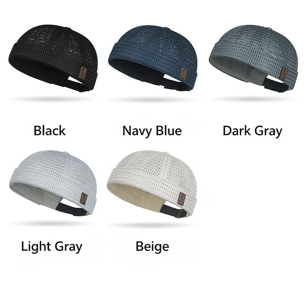 🏆Limited Time Sale 49% OFF🧢Men's Breathable Brimless Docker Hat – Lightweight Mesh Skull Cap for Summer Outdoor Wear 