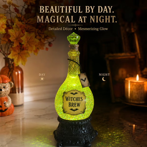 🔥Last Day 49% OFF -🧙✨Lighted Witches’ Brew Poison Bottle Glitter Globe(📦Buy 2 Free Shipping)