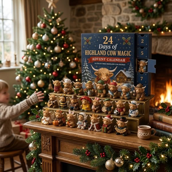 🐮 24 Days of Highland Cow Magic Advent Calendar – 24 Collectible Christmas Cow Surprises