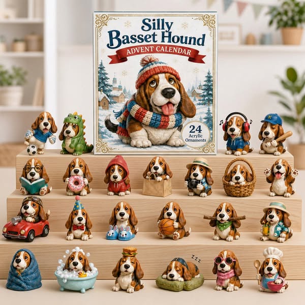 Silly Basset Hound Advent Calendar 2026 - 24-Day Festive Countdown
