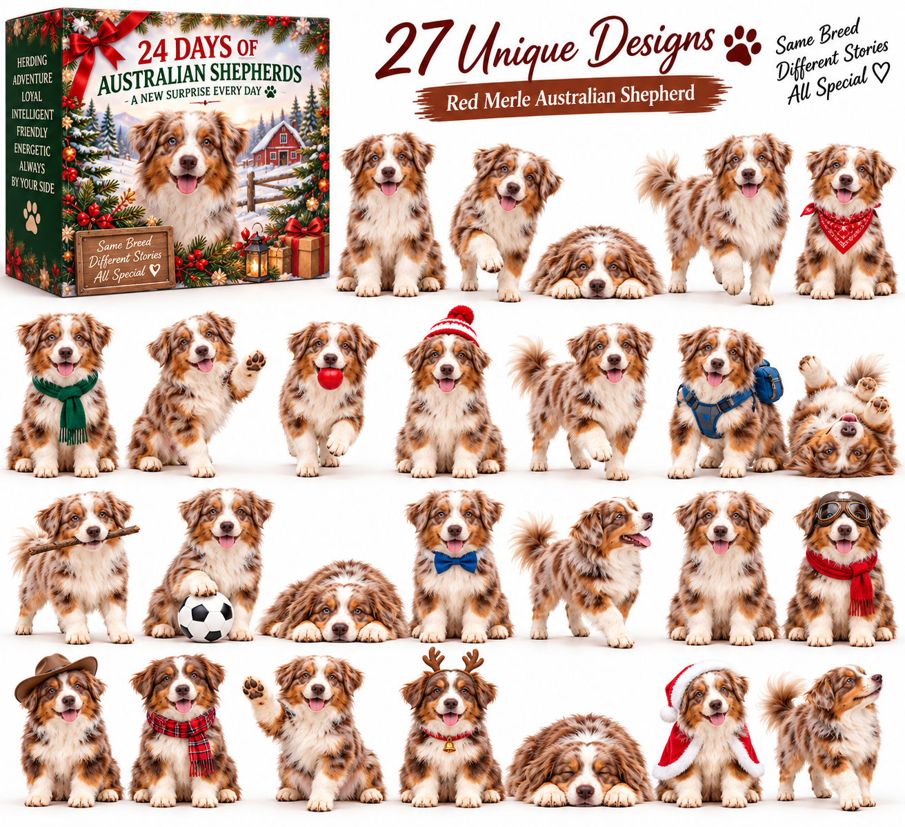 🐾 24 Days of Australian Shepherds — 24 Little Aussies, 24 Big Personalities
