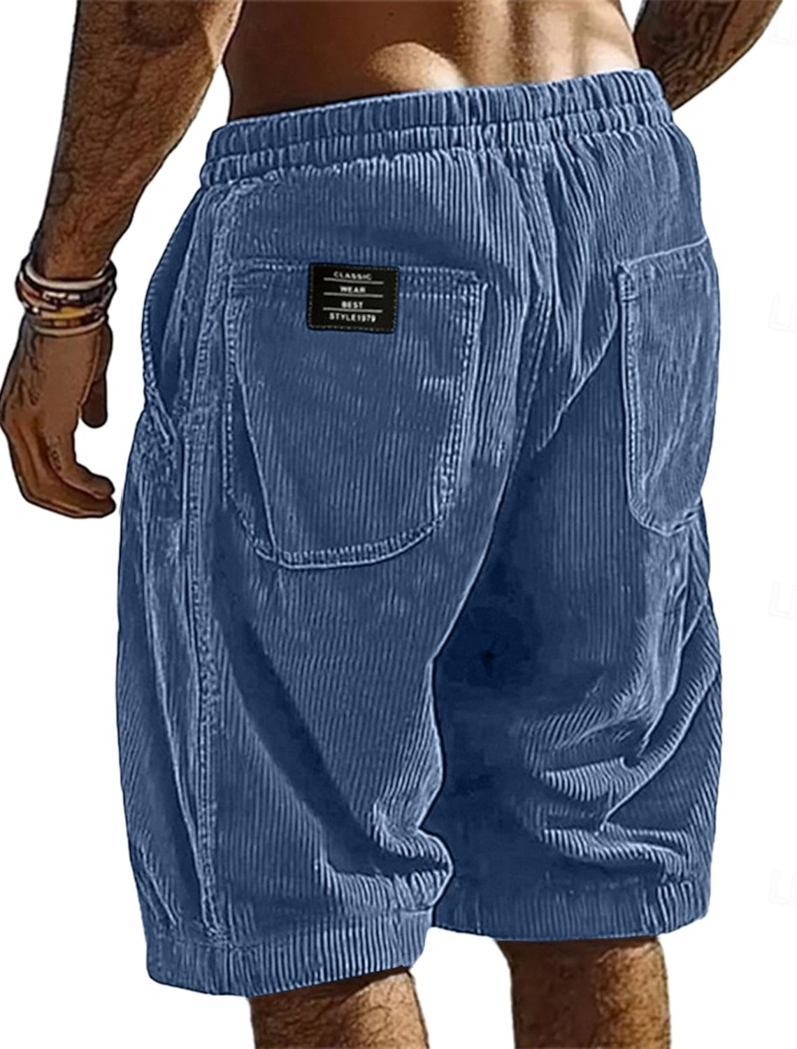 Men's Elastic Waist Corduroy Shorts 
