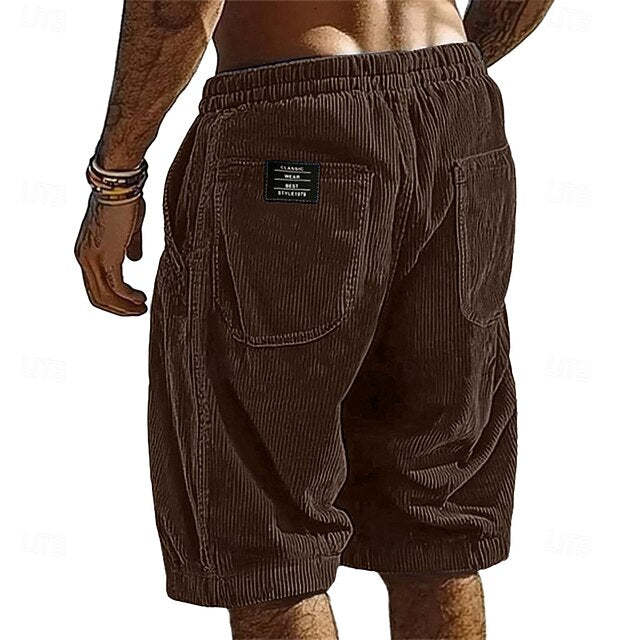 Men's Elastic Waist Corduroy Shorts 