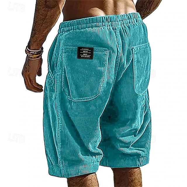 Men's Elastic Waist Corduroy Shorts 