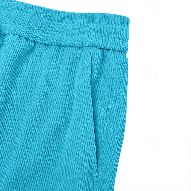 Men's Elastic Waist Corduroy Shorts 