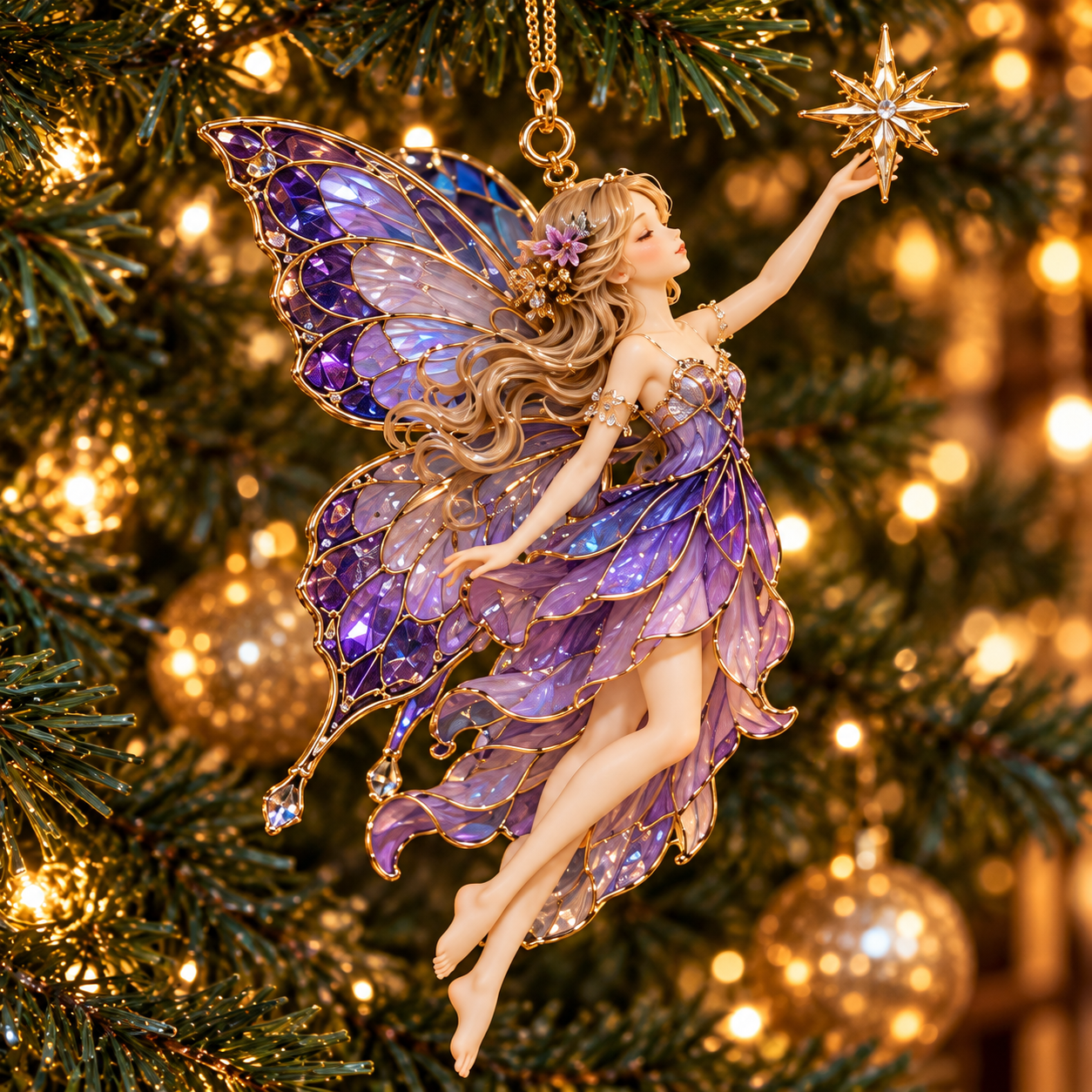 ✨ 2026 Enchanted Stained Glass Fairy Christmas Ornaments 
