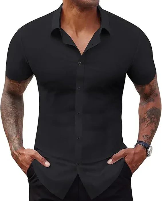 🔥Summer hot sale 49% OFF👔🔥 2-Pack Men’s Stretch Short Sleeve Dress Shirts