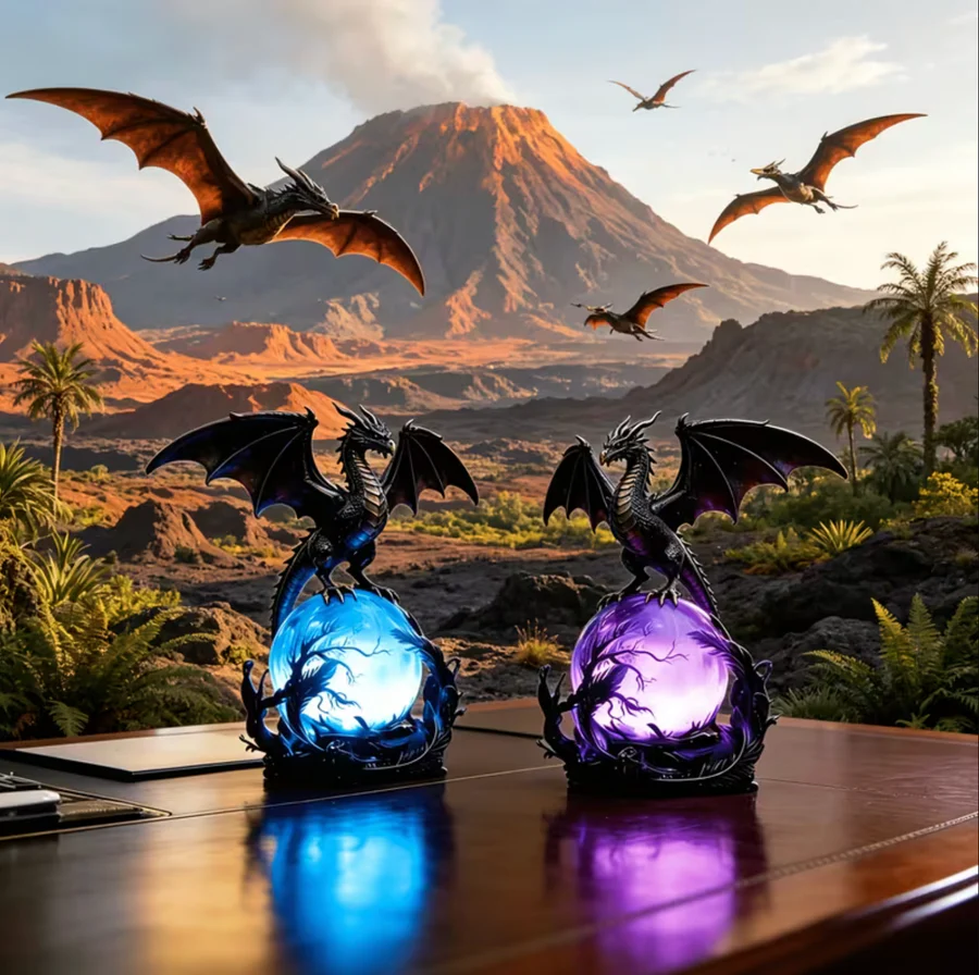 🔮🐉Gothic Dragon LED Crystal Ball Lamp for Dark Aesthetic Decor 