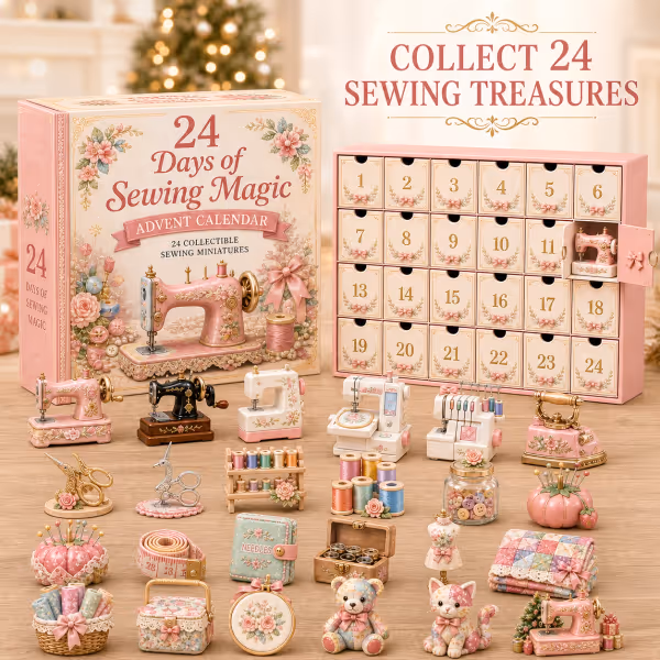 ⏳ Last Day 49% OFF – 🧵24 Days Of Sewing Magic Advent Calendar | 24 Sewing-Inspired Miniatures for Craft Lovers, Quilters & Handmade Enthusiasts 🎁