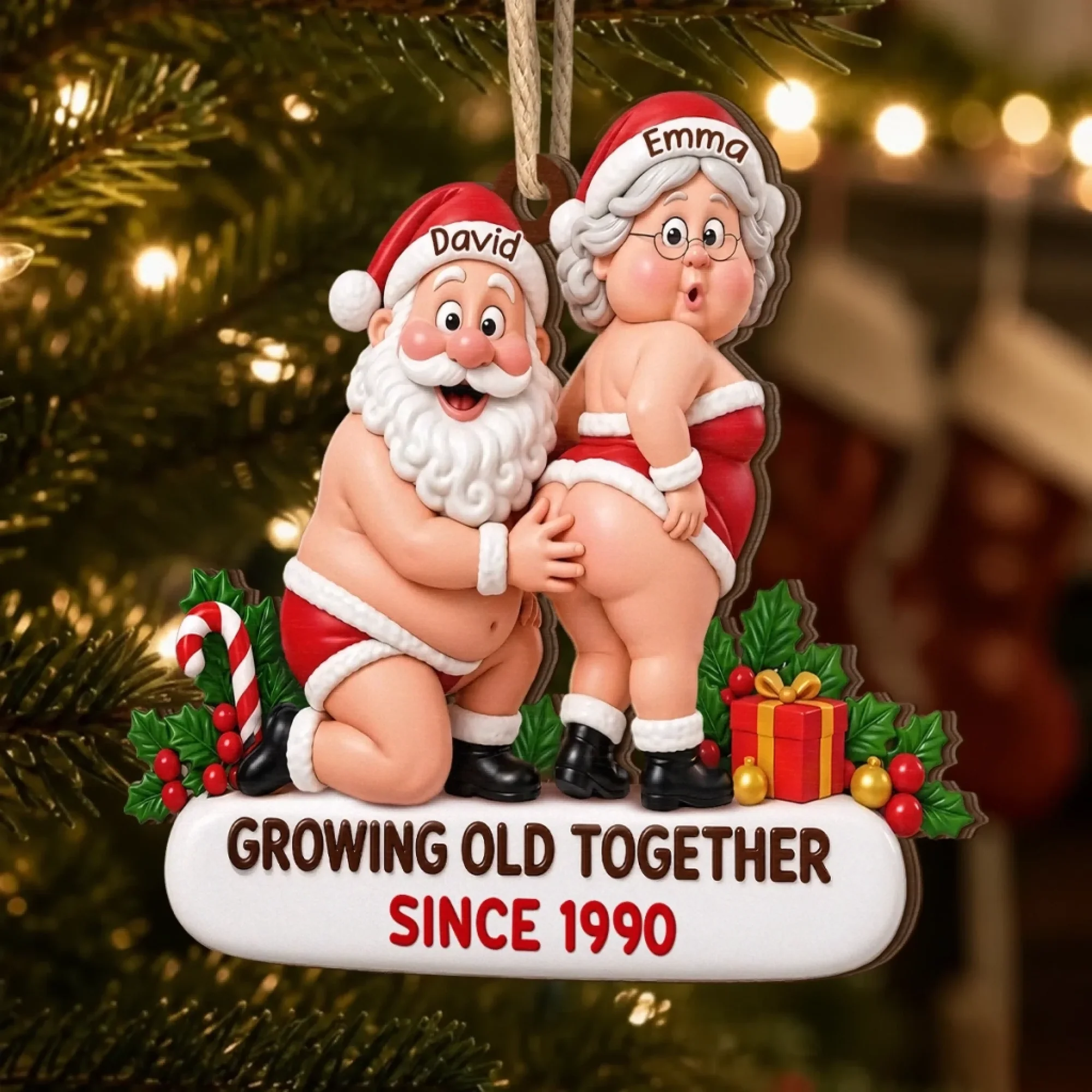Naughty Old Couple Christmas Ornament - Personalized Anniversary Christmas Wedding Gifts For Husband And Wife