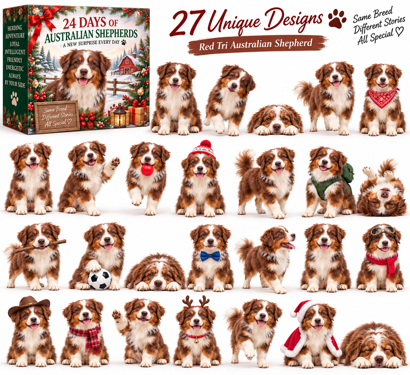 🐾 24 Days of Australian Shepherds — 24 Little Aussies, 24 Big Personalities