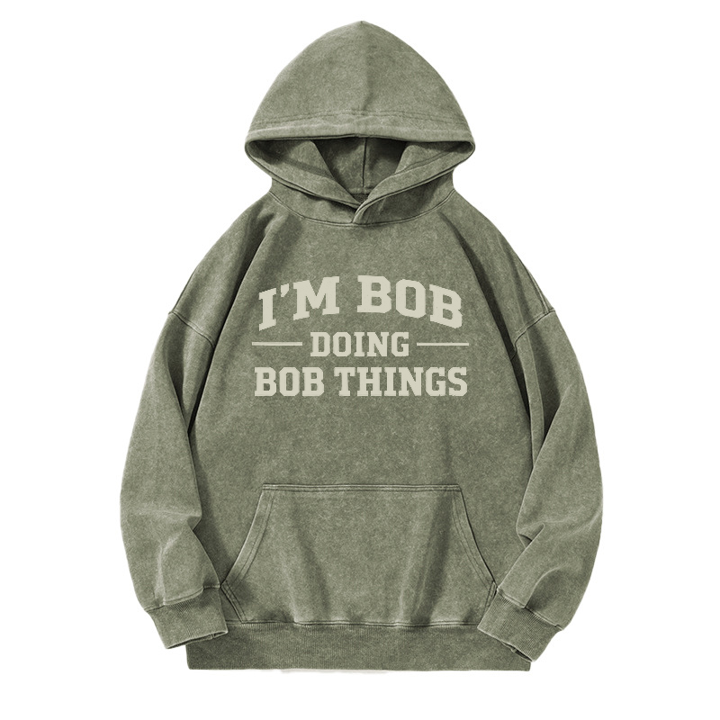 Vintage Washed “I’M BOB DOING BOB THINGS” Graphic Crewneck Sweatshirt