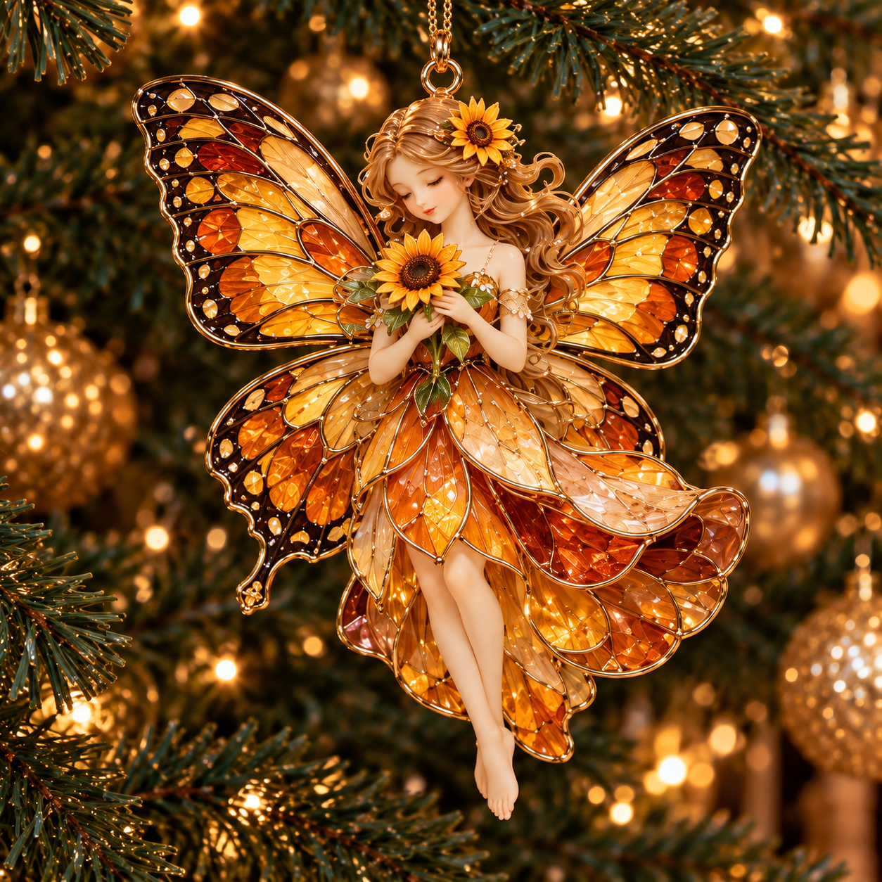 ✨ 2026 Enchanted Stained Glass Fairy Christmas Ornaments 