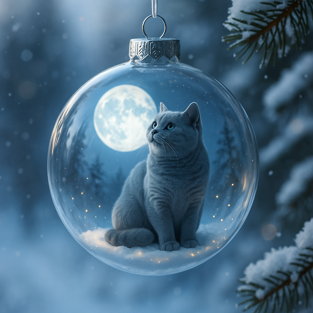 Cute Cat Christmas Glass Ornaments Collection