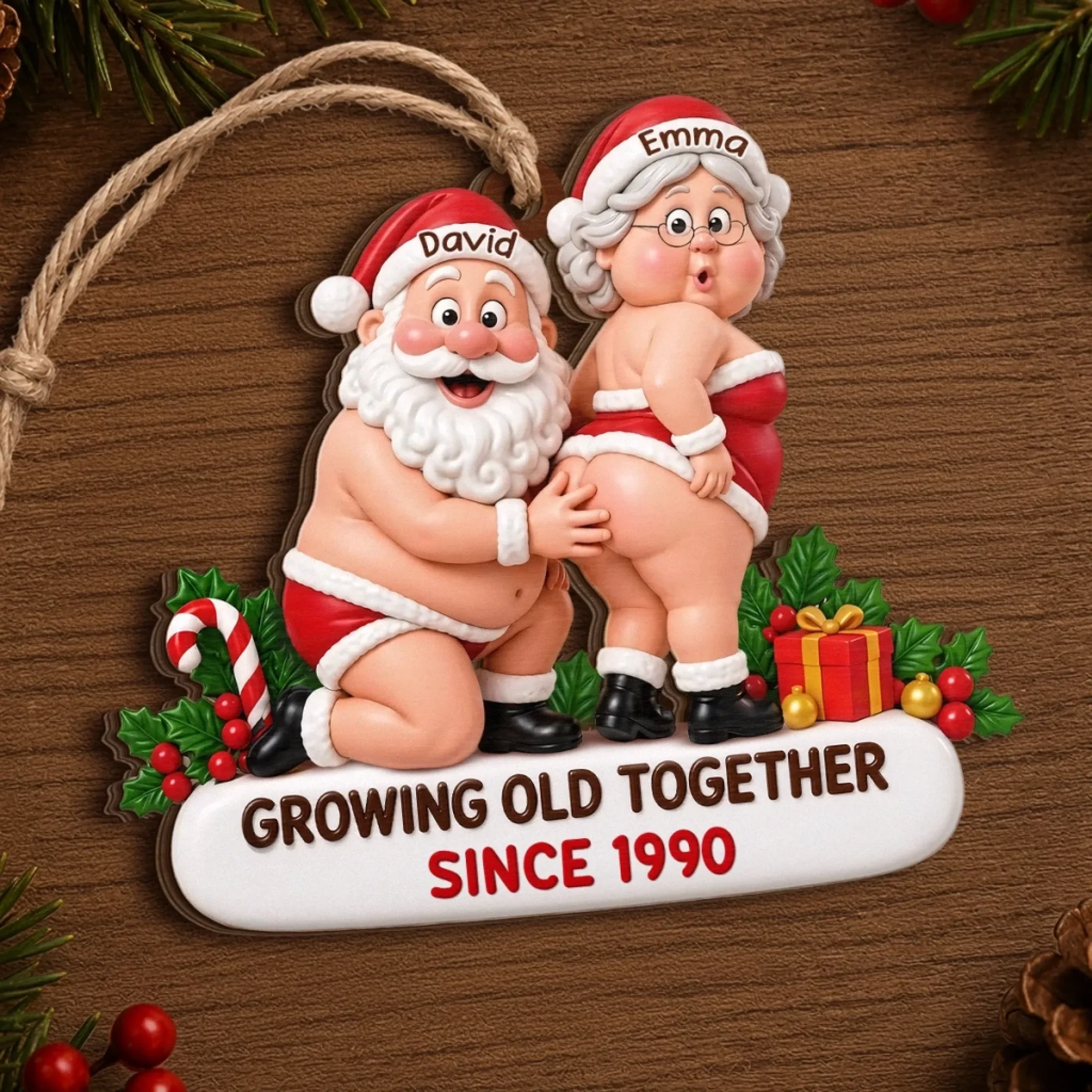 Naughty Old Couple Christmas Ornament - Personalized Anniversary Christmas Wedding Gifts For Husband And Wife
