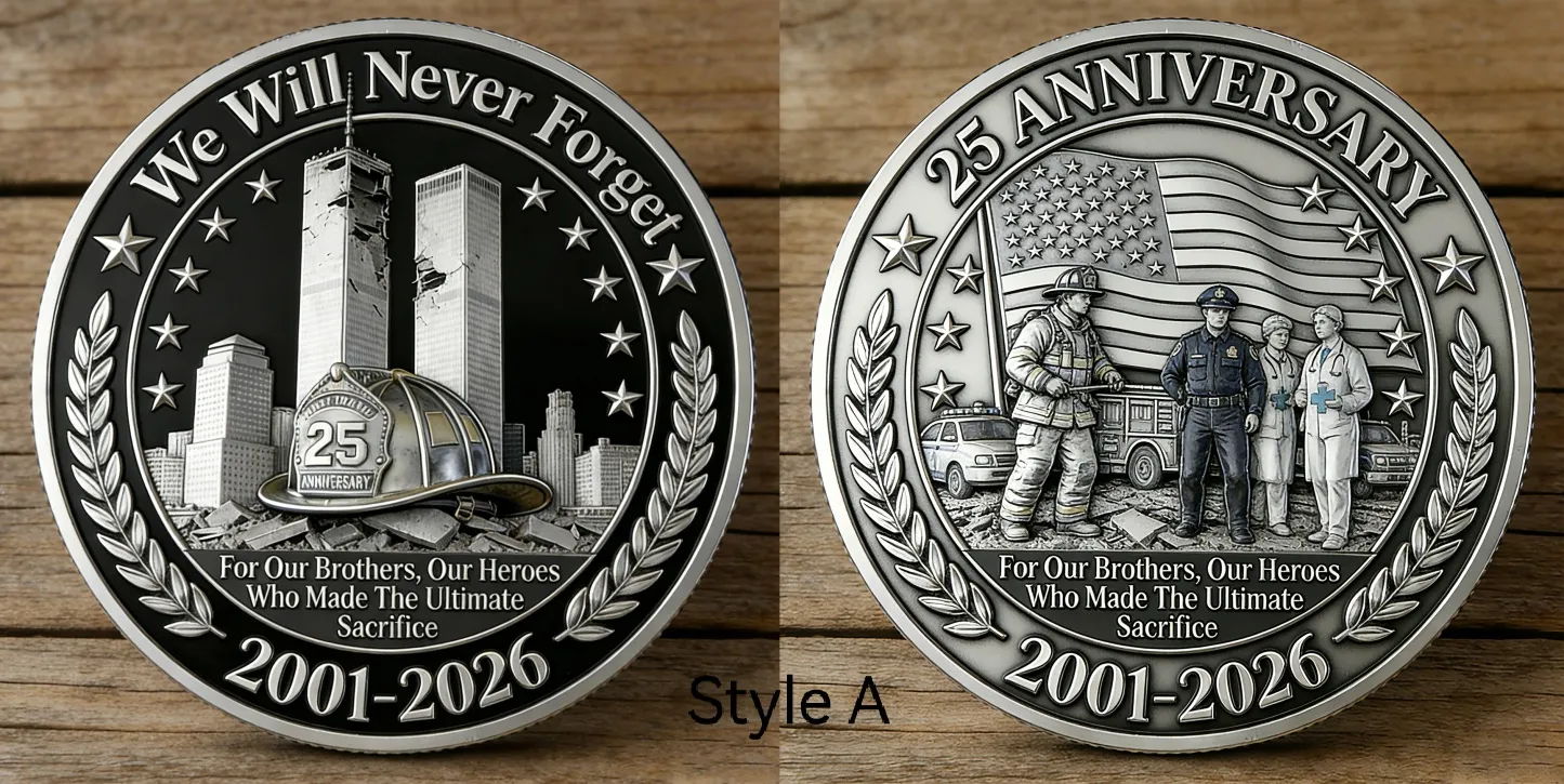 9/11 25th Anniversary Memorial Challenge Coin Set