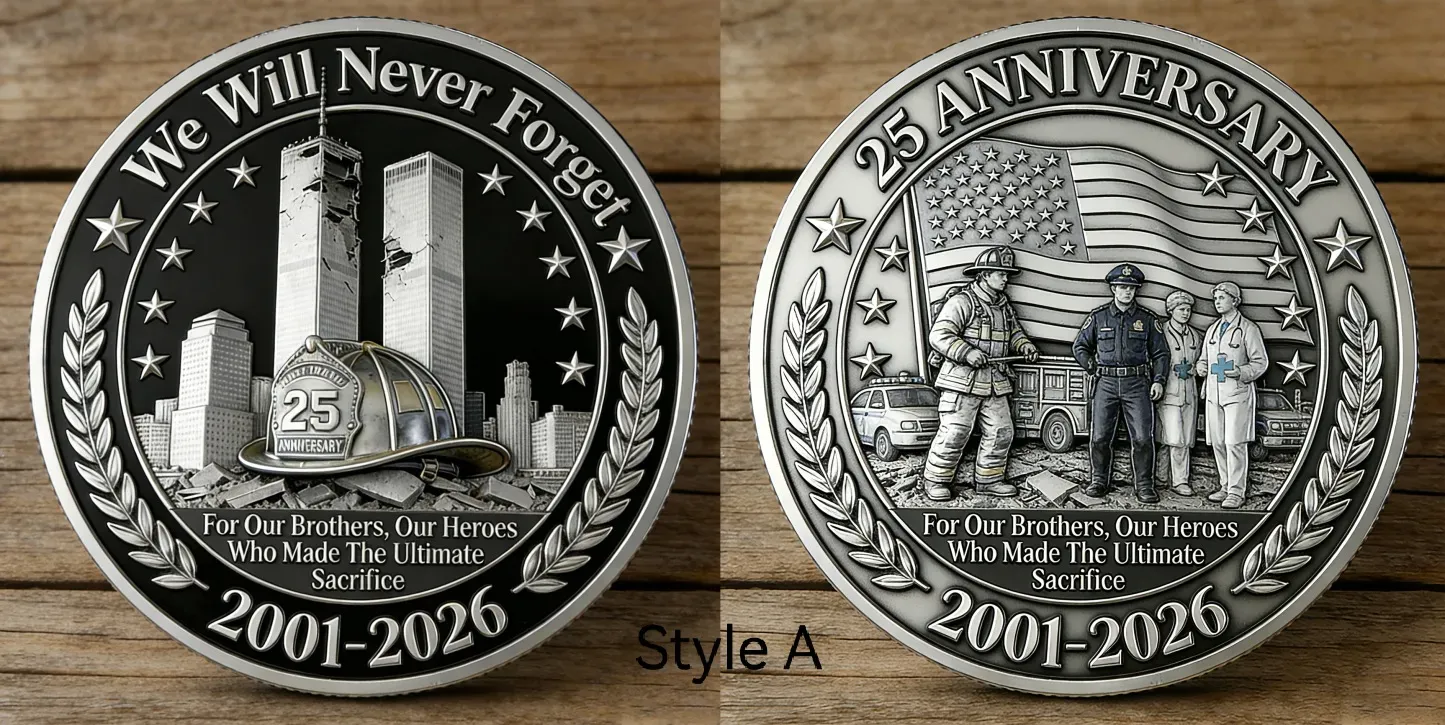 9/11 25th Anniversary Memorial Challenge Coin Set