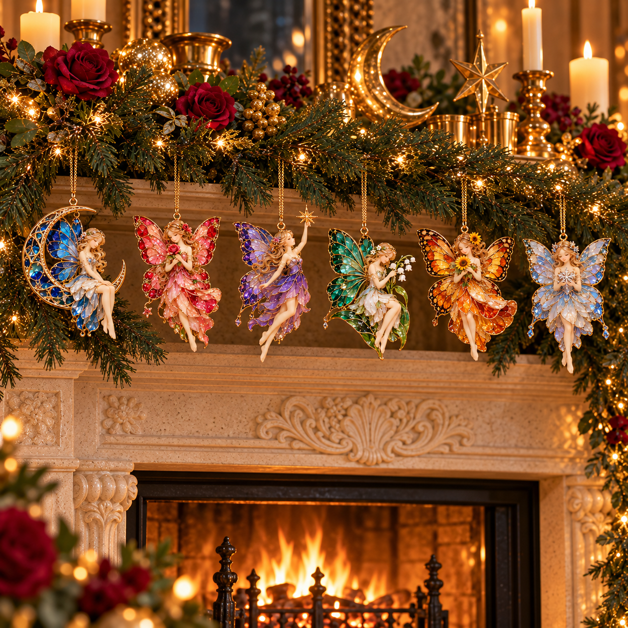 ✨ 2026 Enchanted Stained Glass Fairy Christmas Ornaments 