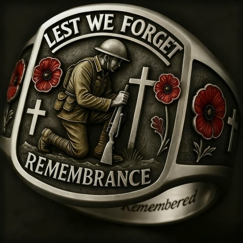 🌹 2026 Remembrance Soldier Ring 💍 Lest We Forget — Honoring the Fallen