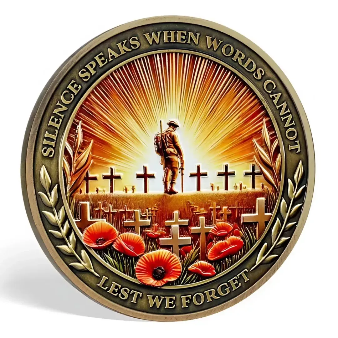 Poppy Remembrance Military Challenge Coin | Honor Fallen Heroes, Uphold “Lest We Forget” Legacy