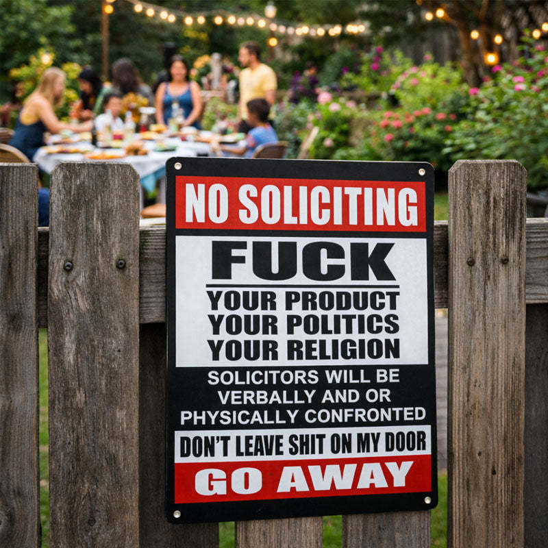 Zero-Tolerance "No Soliciting" Sign 🛑 — Make Your Boundaries Crystal Clear
