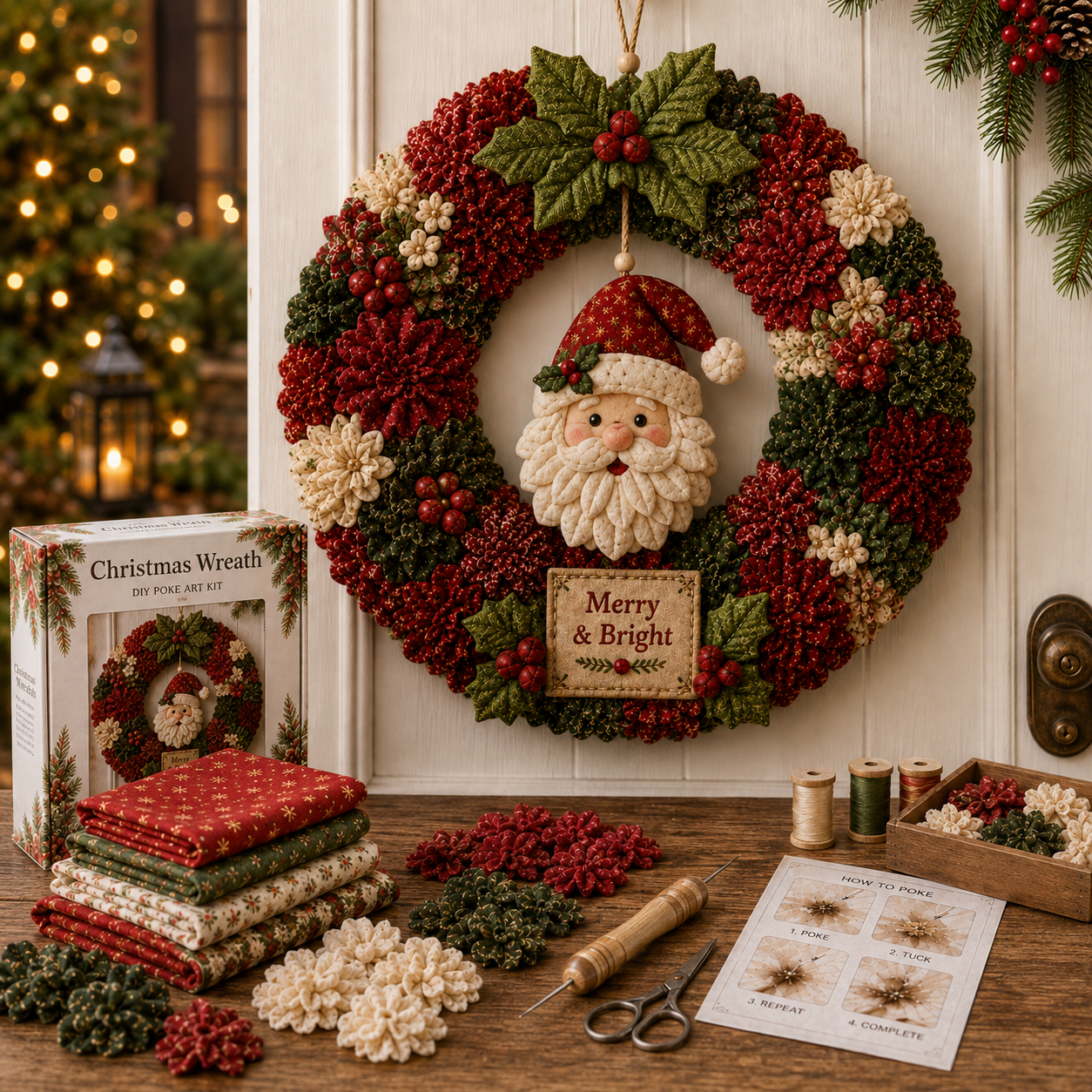 🔥49% Off Last Day - 🔥🎄 3D Fabric Poke Wreath DIY Kit2