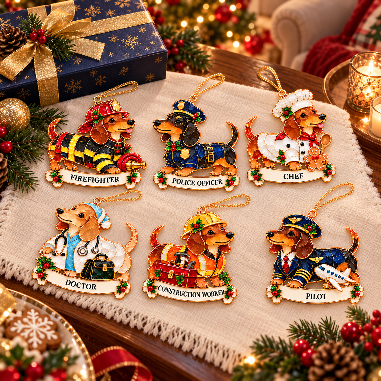 2026 Dachshunds at Work Christmas Ornaments 