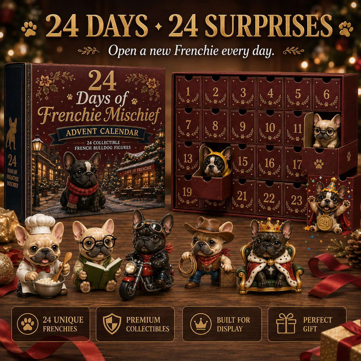⏰Limited Stock 50% OFF - 🎄🐶 2026 French Bulldog Advent Calendar – 24 Days of Frenchie Mischief(📦Buy 2 Free Shipping)