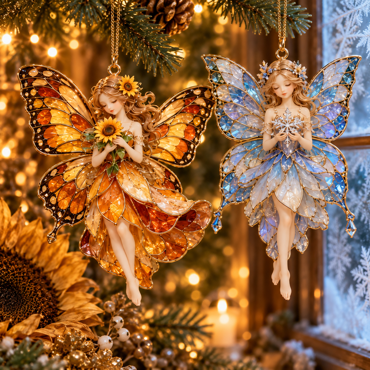 ✨ 2026 Enchanted Stained Glass Fairy Christmas Ornaments 