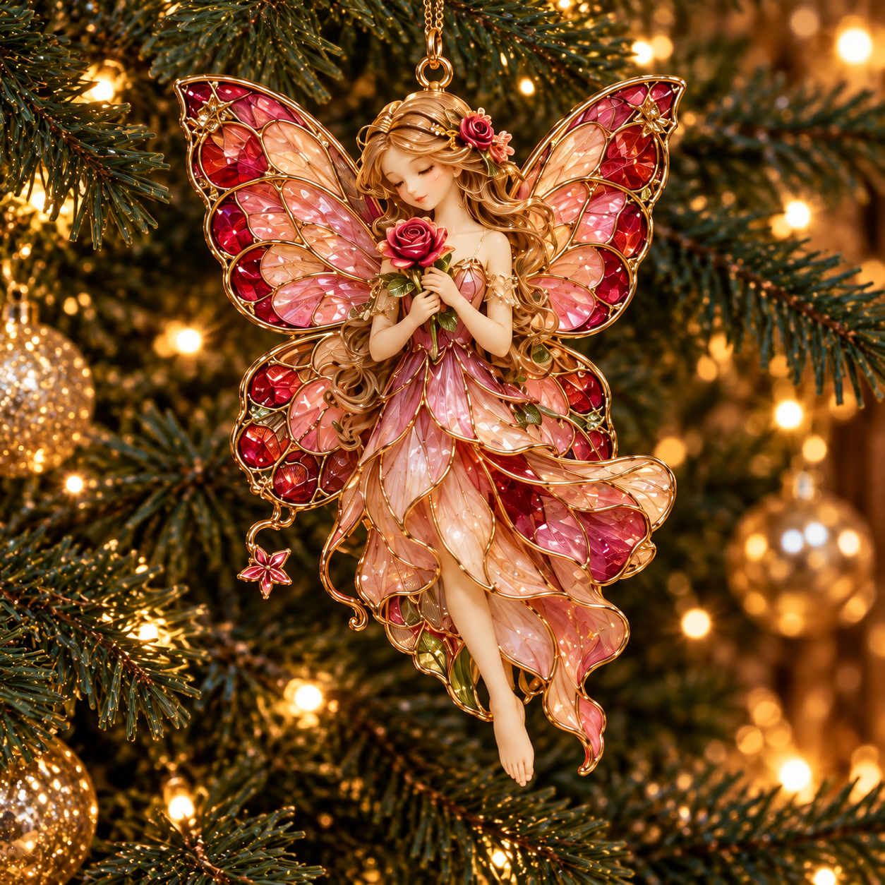 ✨ 2026 Enchanted Stained Glass Fairy Christmas Ornaments 