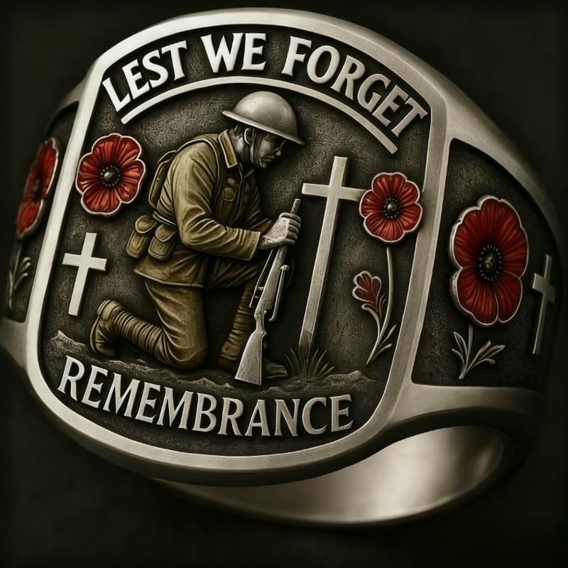 🌹 2026 Remembrance Soldier Ring 💍 Lest We Forget — Honoring the Fallen