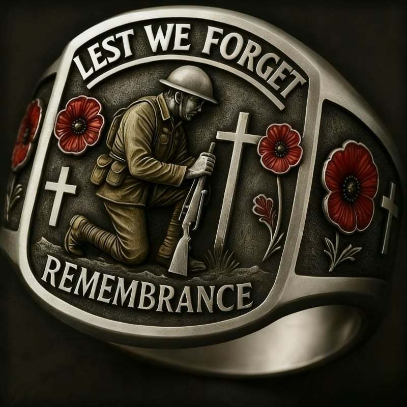 🌹 2026 Remembrance Soldier Ring 💍 Lest We Forget — Honoring the Fallen