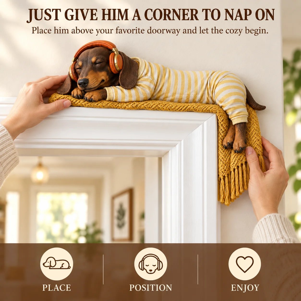 🔥😍Sleeping Dachshund Door Topper