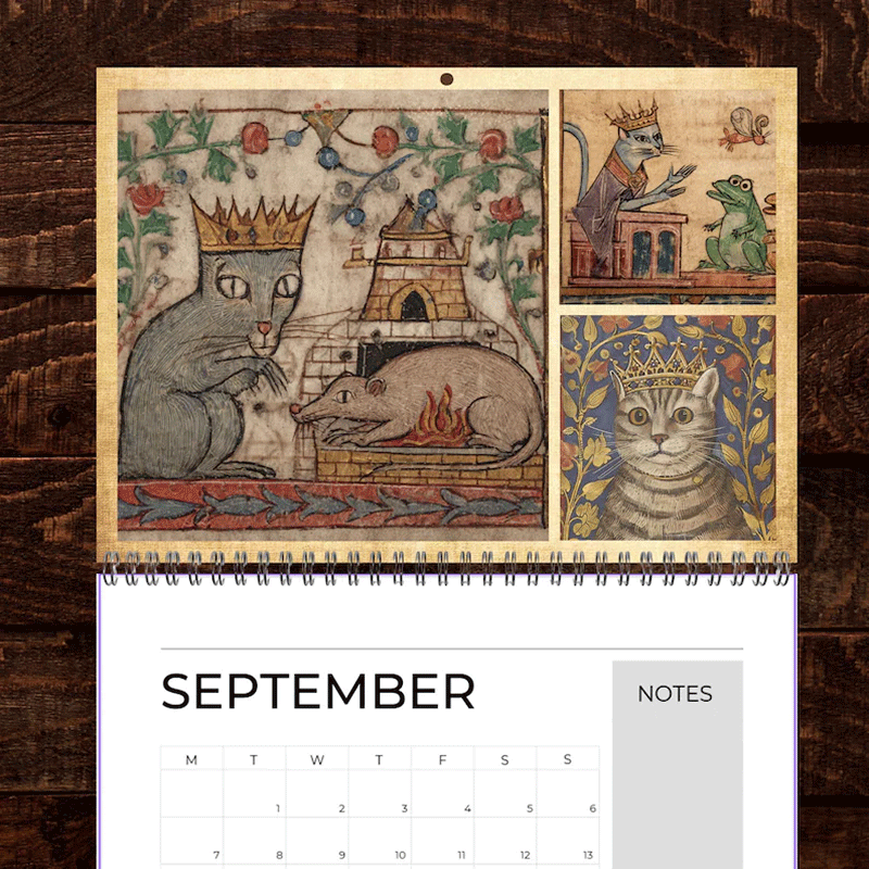 Medieval Cats with Crowns Calendar 2026