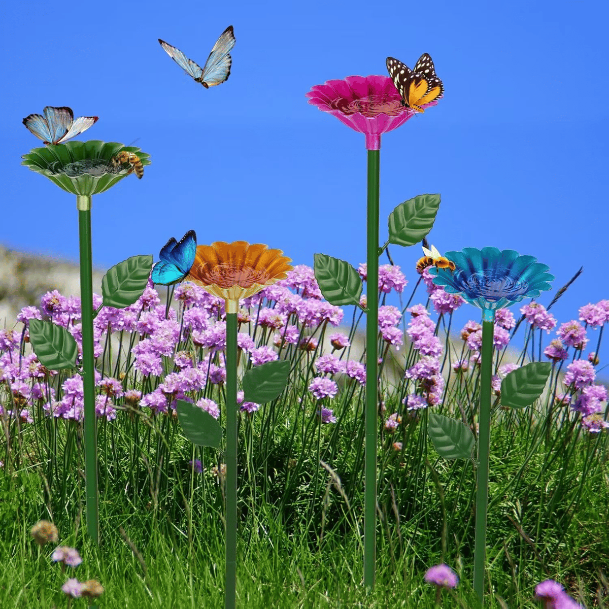 HOT SALE🐝🌷Bee and Butterfly Water Feeder with Flower Design