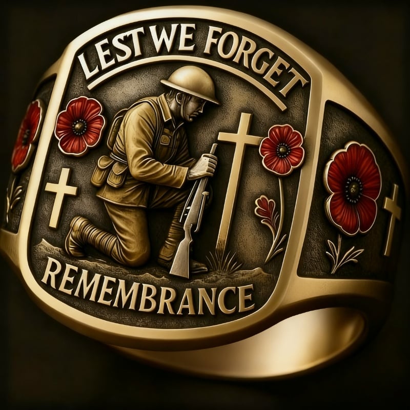 🌹 2026 Remembrance Soldier Ring 💍 Lest We Forget — Honoring the Fallen