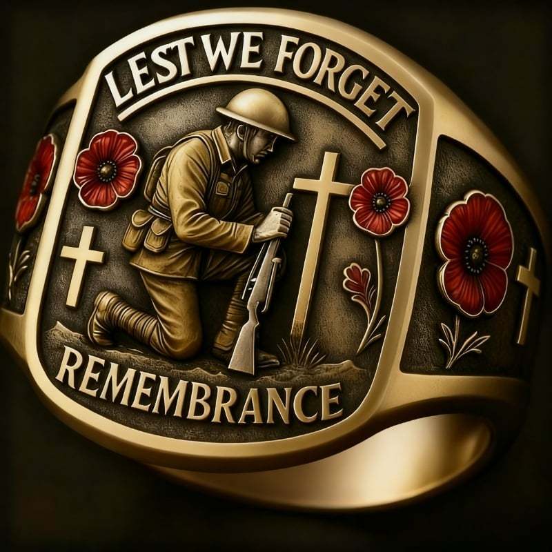 🌹 2026 Remembrance Soldier Ring 💍 Lest We Forget — Honoring the Fallen