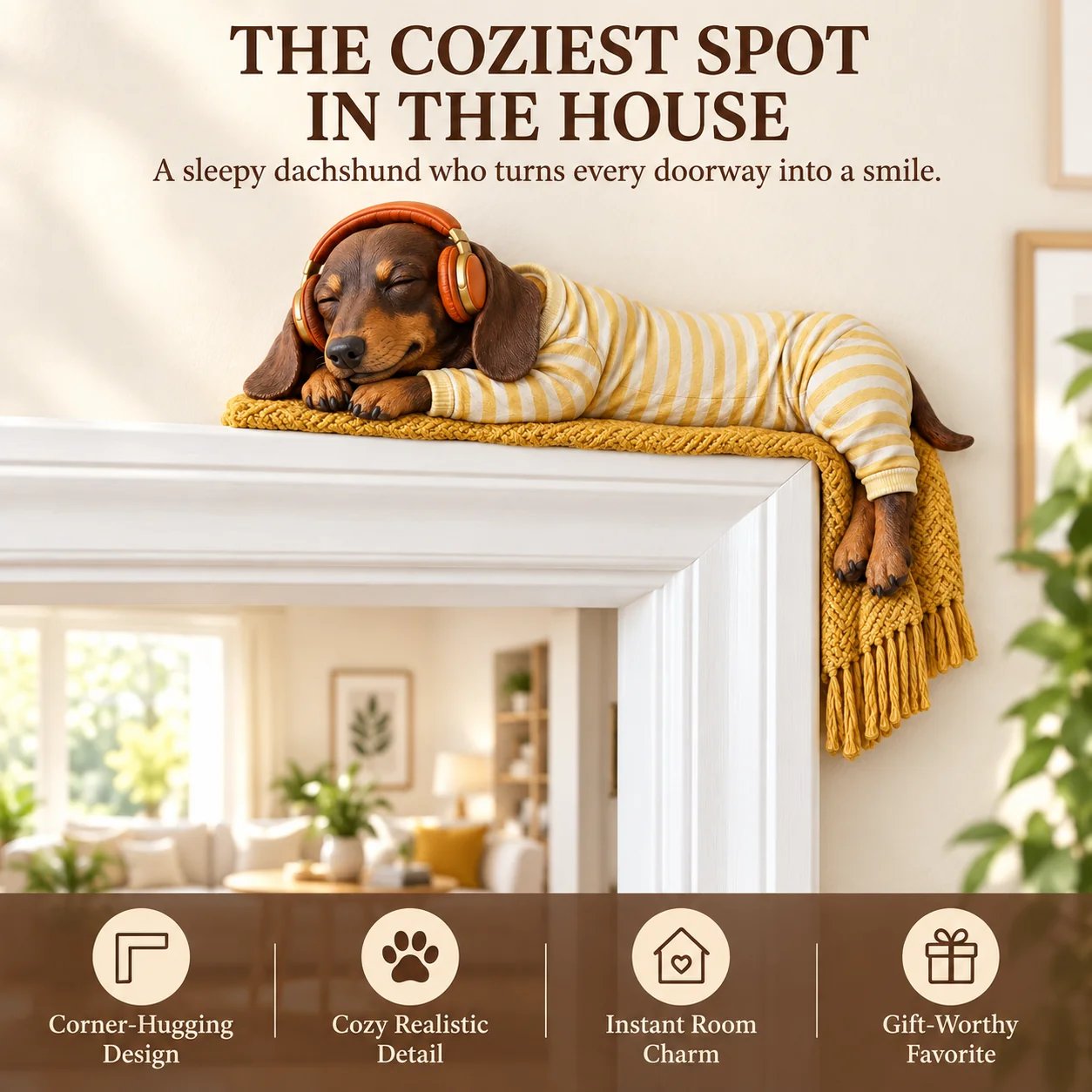 🔥😍Sleeping Dachshund Door Topper