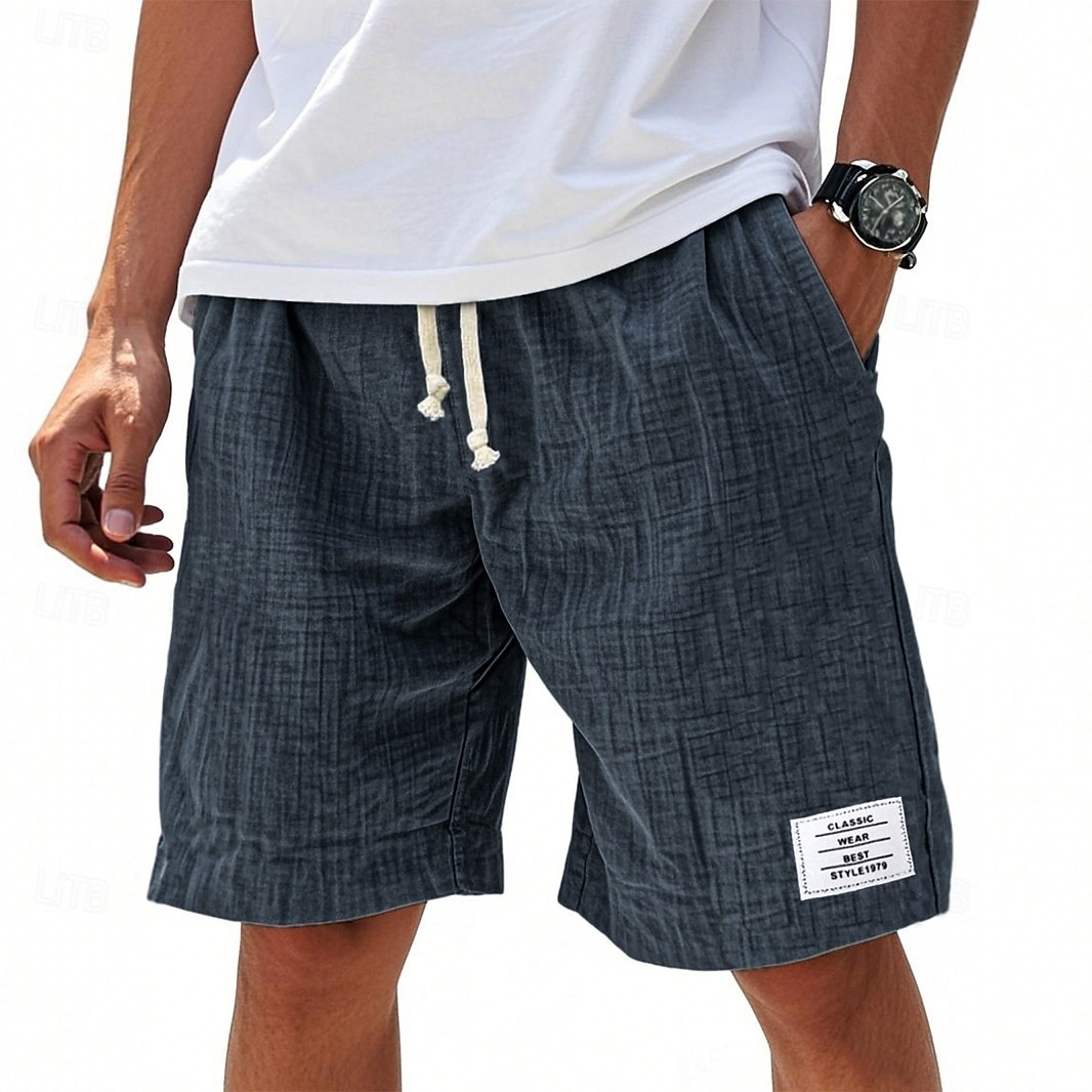 Men's Shorts Summer Shorts Beach Shorts Casual Shorts Drawstring Elastic Waist Solid Color Comfort Knee Length Daily Outdoor Streetwear Fashion Retro Vintage Blue Black Micro-elastic 2026 - $23.99 –P8